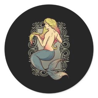 ANDERSEN LITTLE MERMAID NOUVEAU CLASSIC ROUND STICKER