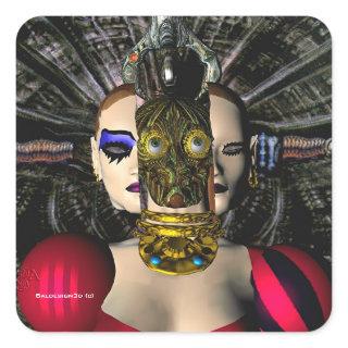 ANDROID XENIA SPACESHIP PILOT,Science Fiction Square Sticker