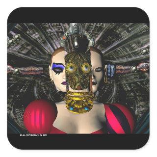 ANDROID XENIA SPACESHIP PILOT,Science Fiction Square Sticker