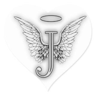 Angel Alphabet J Initial Letter Wings Halo Heart Sticker