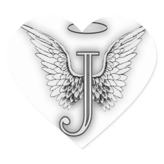 Angel Alphabet J Initial Letter Wings Halo Heart Sticker