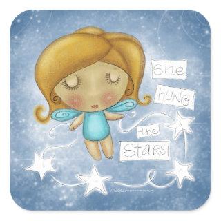 Angel Hangs the Stars Square Sticker