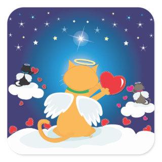 Angel Kitties - With Love from Heaven Square Sticker