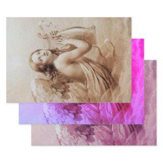 ANGEL PLAYING LYRA OVER THE CLOUDS Brown Pink  Sheets