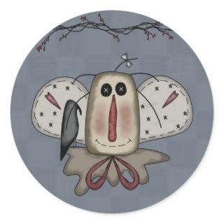 Angel Rag Doll & Crow Classic Round Sticker