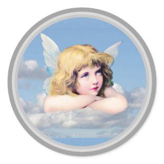 Angel Resting On A Cloud  Classic Round Sticker