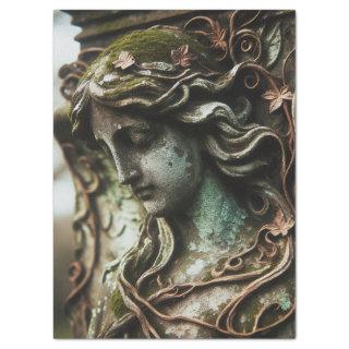 Angel Sculpture Distressed Patina Decoupage Tissue Paper