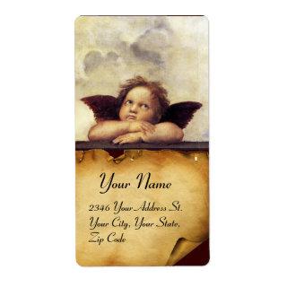 ANGEL / Winged Cherub,,brown parchment,white Label