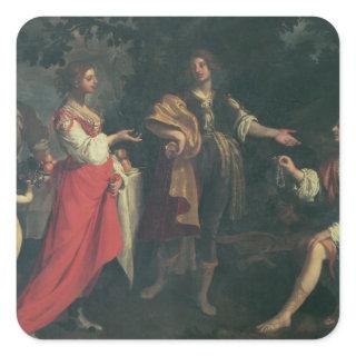 Angelica and the Moor, Medoro, 1634 (oil on canvas Square Sticker