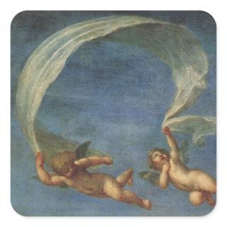 Angels Detail from Adonis Led by Cupids by Albani Square Sticker