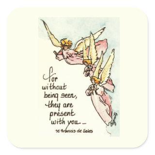Angels From Clouds with Saying of Comfort for You Square Sticker