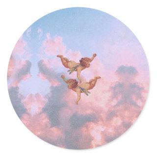 Angels in the sky classic round sticker