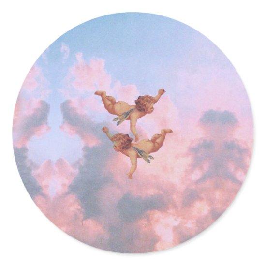 Angels in the sky classic round sticker