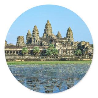 Angkor Wat and reflection in the lake - Cambodia Classic Round Sticker