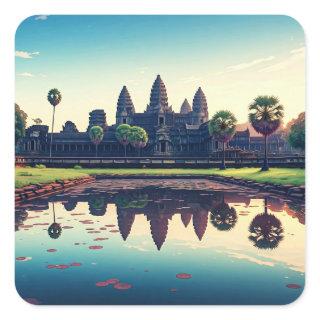 Angkor Wat Cambodia at Dawn Square Sticker