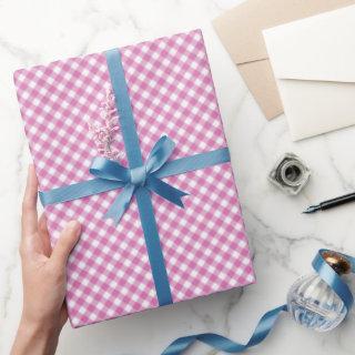Angled Pink and White Gingham