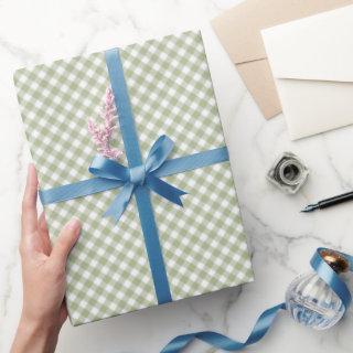 Angled Sage Green and White Gingham