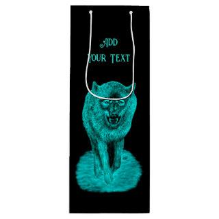 Angry Black Wolf in the Night Wine Gift Bag