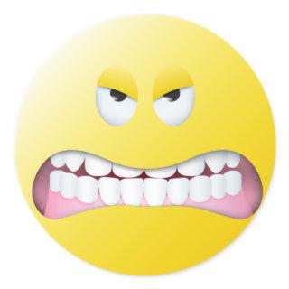 Angry Face Classic Round Sticker