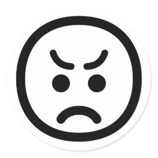 Angry Face Customizable Color Minimalist Emoji Classic Round Sticker