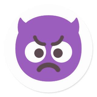 Angry Face with Horns Editable Colors Cute and Fun Classic Round Sticker