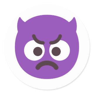 Angry Face with Horns Editable Colors Cute and Fun Classic Round Sticker