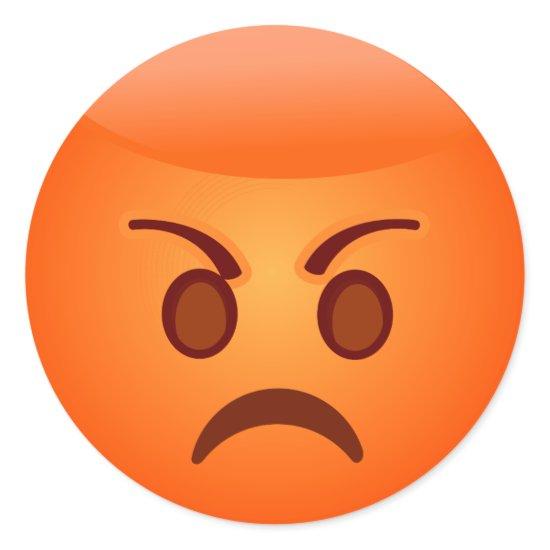 Angry/Mad Emoji Classic Round Sticker