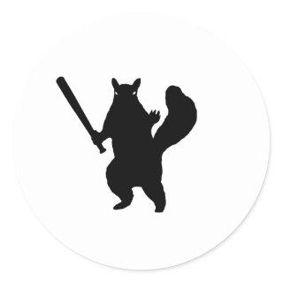Angry squirrel says; "Bring It." Classic Round Sticker