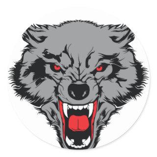Angry Wolf Classic Round Sticker