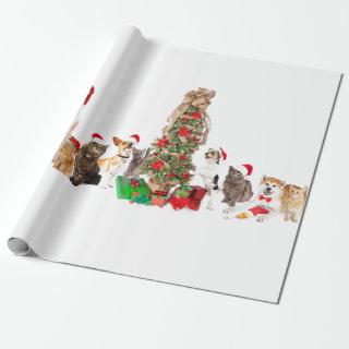 ANIMAL Santa hats WITH CHRISTMAS TREE GIFT WRAP