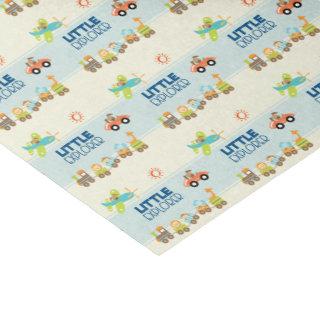Animal Toy Train Car and Airplane on Stripes Tissue Paper