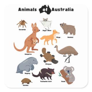 Animals of Australia Aussie Wildlife Square Sticker