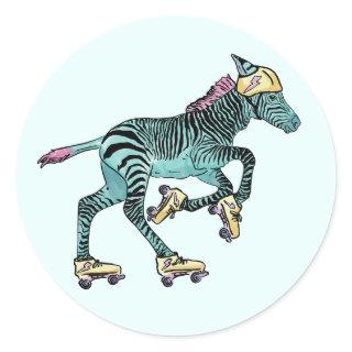 animals on roller skates  classic round sticker