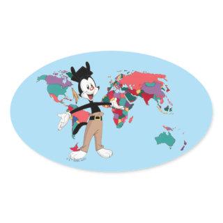 Animaniacs | Yakko's World Map Graphic Oval Sticker