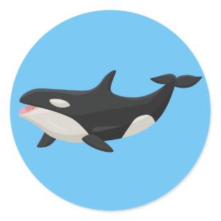 Animated Orca whale Classic Round Sticker