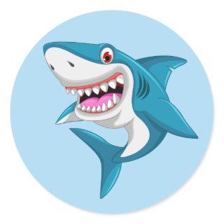 Animated Shark Classic Round Sticker
