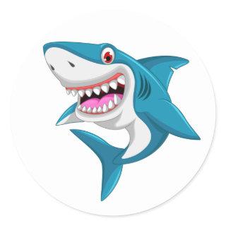 Animated Shark Classic Round Sticker