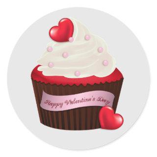 Animated Valentine's Day Cupcake Classic Round Sticker