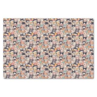 Anime cats repeating pattern tissue paper