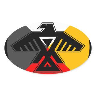 Anishinaabe Thunderbird in the Four Directions Oval Sticker