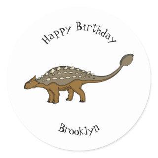 Ankylosaurus armoured dinosaur illustration  classic round sticker