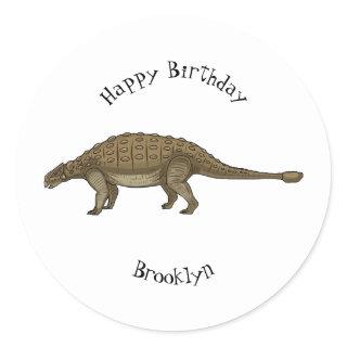 Ankylosaurus cartoon illustration classic round sticker