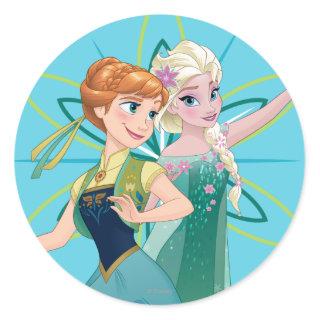 Anna and Elsa | Celebrate Sisterhood Classic Round Sticker