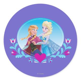 Anna and Elsa | Embracing Classic Round Sticker