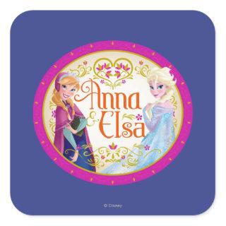 Anna and Elsa | Floral Frame Square Sticker