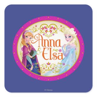 Anna and Elsa | Floral Frame Square Sticker