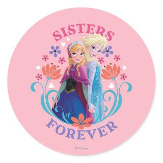 Anna and Elsa | Sisters with Flowers Classic Round Sticker