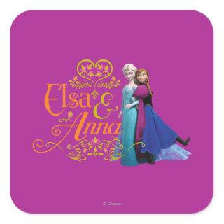 Anna and Elsa | Standing Back to Back Square Sticker