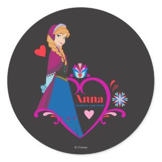 Anna | Pink Heart Classic Round Sticker