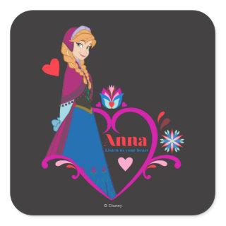 Anna | Pink Heart Square Sticker
